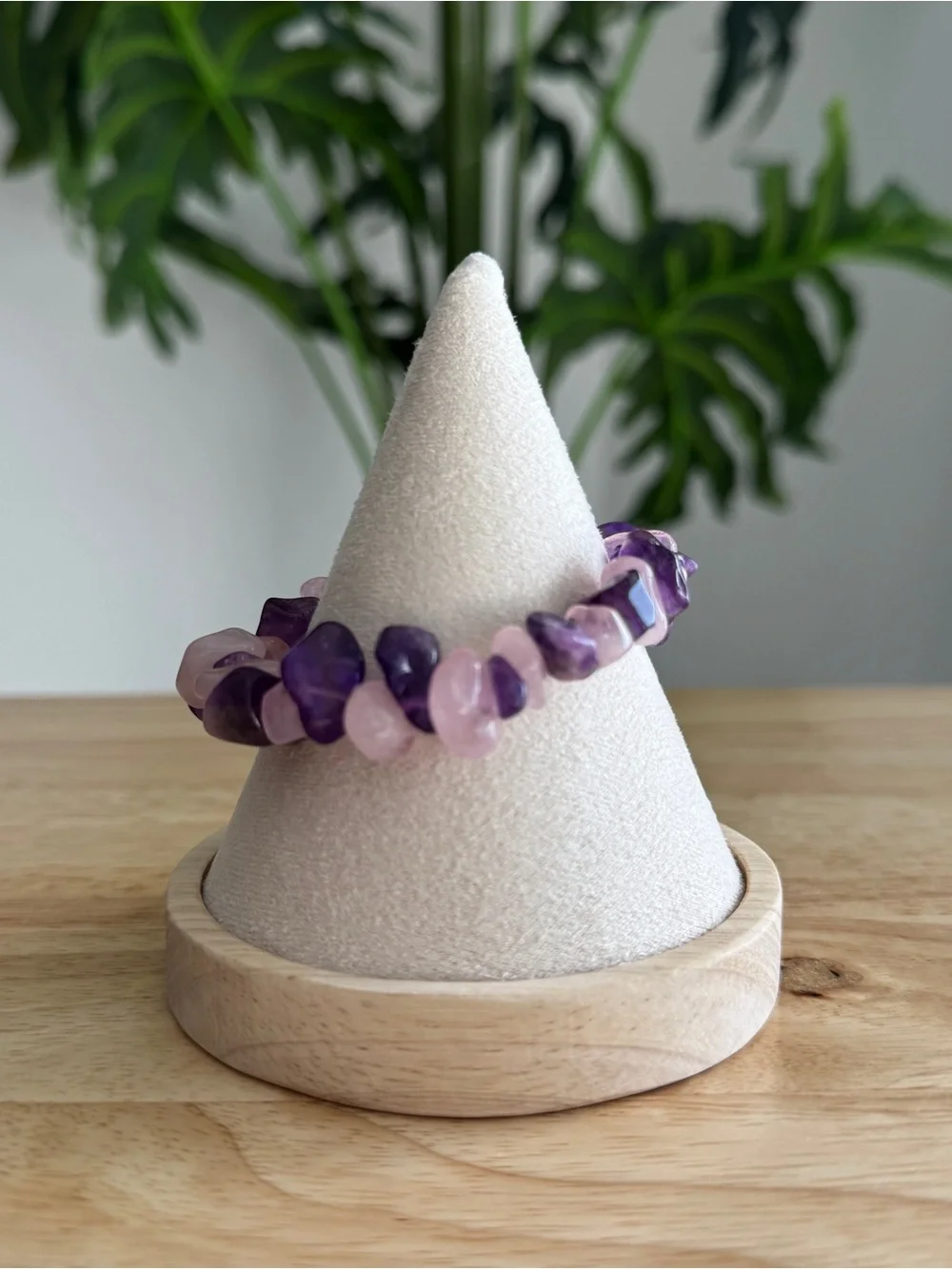 Ryze Party Amethyst & Rose Quartz Chip Stretch Bracelet | Natural Gemstone